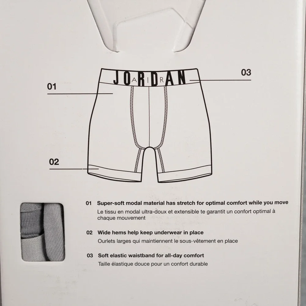 Jordan Boxer Brief Mens XL Gray Flight Modal 3 Pack JM0621-G1Z Particle Gray